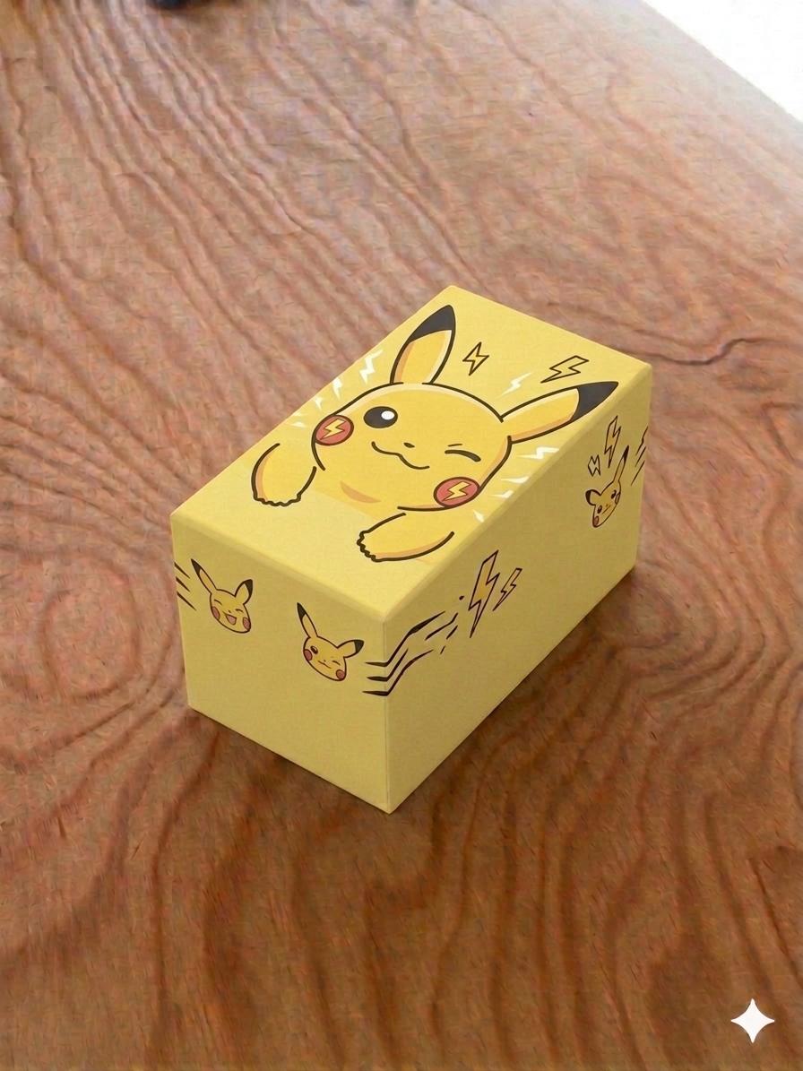 Mystery Box Pokémon 120+1 Set Grande: confezione regalo gialla decorata con Pikachu contenente 120 carte Pokémon assortite in italiano, 1 rara in omaggio e 100 bustine protettive Atomic